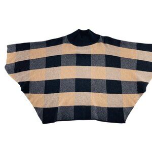 Checkered Poncho Sweater By Note Di Anita One Size Fits All Merino Wool Viscose